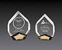 Marquis awards are clear acrylic with black and gold mirror bases