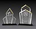 Two acrylic awards with black mirror insert bases