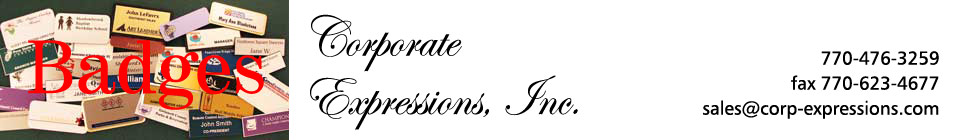 This is the header image for Corporate Expressions, Inc. web page for name badges and name tags