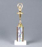 This is a image of a ballerina with a silver column on a marble base