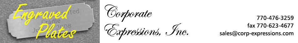 This is the header image for custom engraved plates page for Corporate Expressions, Inc. web site