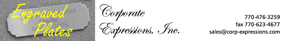 This is the header image for custom engraved plates page for Corporate Expressions, Inc. web site