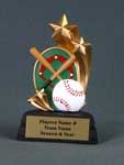 New color baseball resin with crossed bats on a ball field