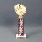 This is a image of a wreath basketball top on a flag column