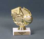This is a image of a basketball wreath on a marble base
