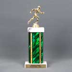 This is a image of a runner on to of a trophy
